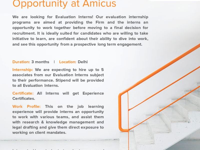 Amicus Services is looking for Evaluation&nbsp;Interns